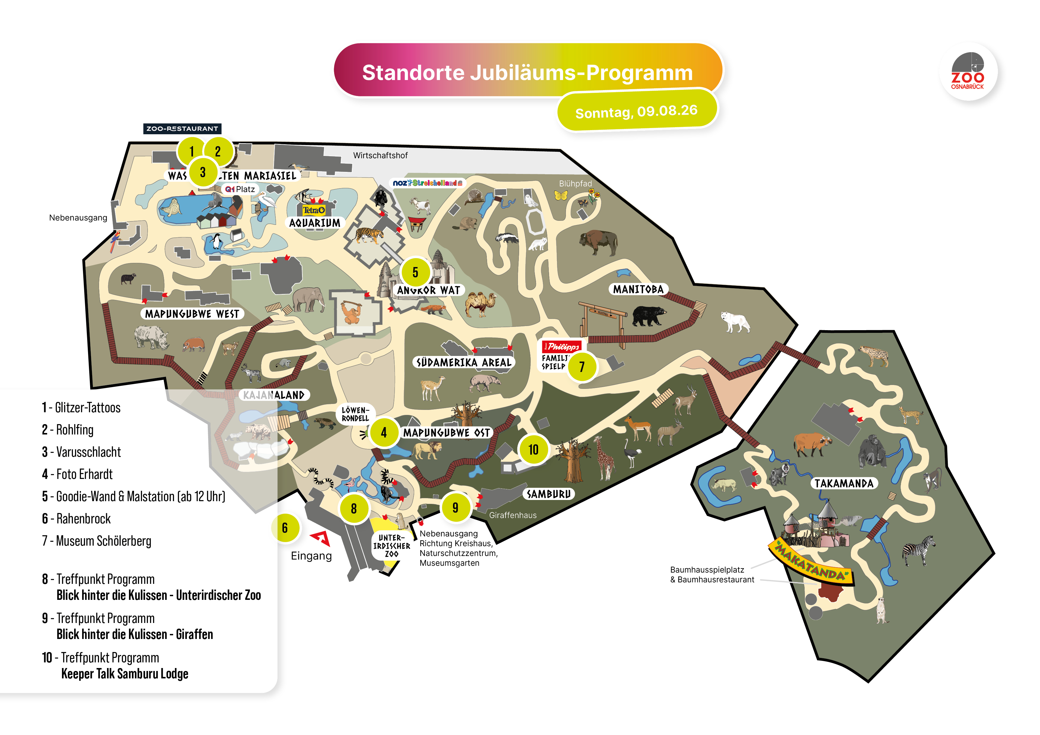 Standortkarte der Jubiläumsaktionen und Infostände
