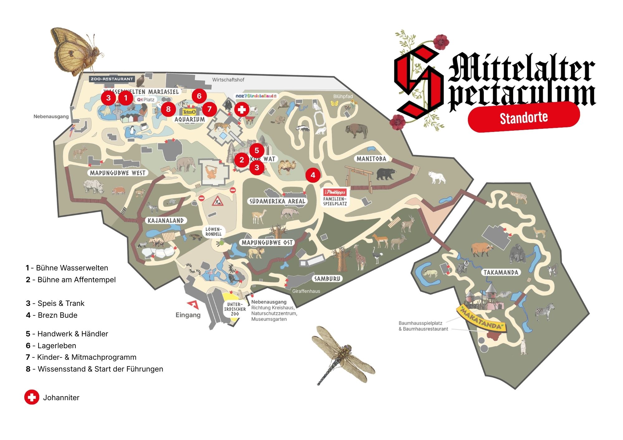 Lageplan Eventstandorte des Mittelalter Spectaculums